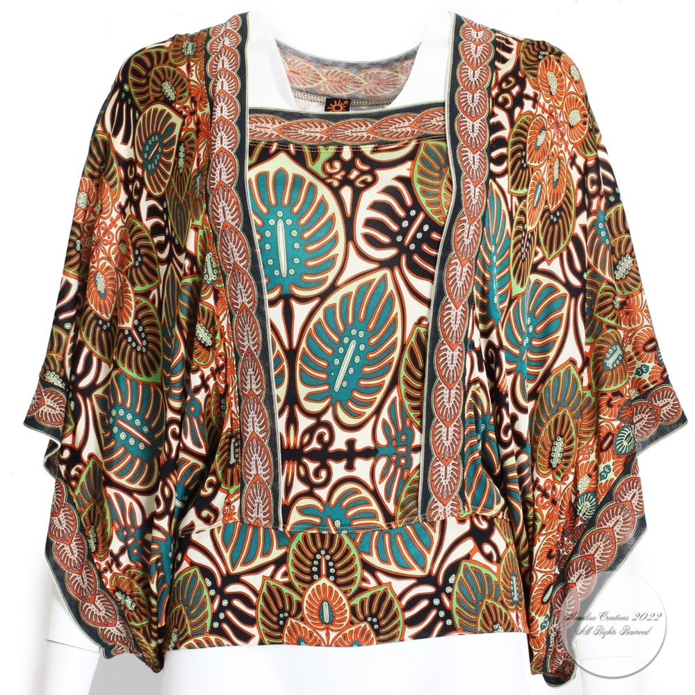 Jean Paul Gaultier Top Blouse Angel Sleeve Paisley Print Mesh Sz L Vintage 90s